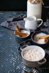 Ingredients for making rice pudding