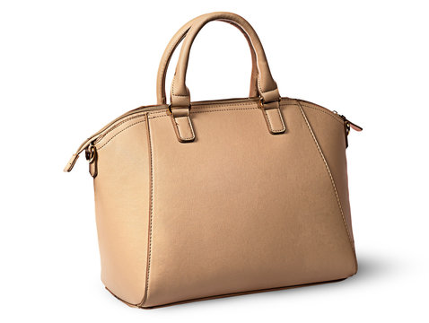 Elegant women beige handbag rotated rear view