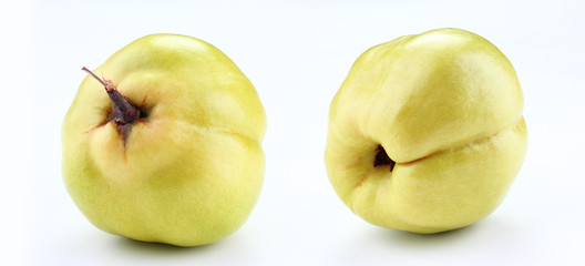 fresh yellow quince   isolated white background