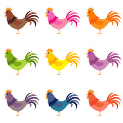 Fototapeta na wymiar pattern colored cocks