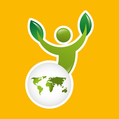 global world environment person silhouette vector illustration eps 10