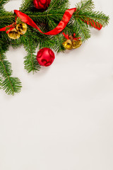 Christmas white wooden background top view