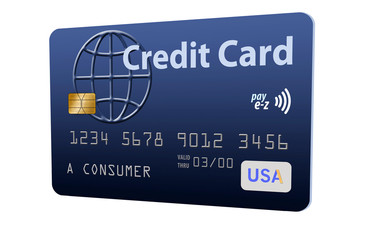 Blue credit card isolated on white generic with pay chip