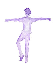 Isolated watercolor dancer. on white background. Dance pose. Healthy lifestyle and getting energy.