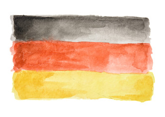 Watercolor flag of Germany. Isolated country symbol on white background.