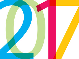 Nouvel An 2017 (version multicouleur) - Typographie - Flat design