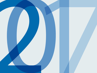 Nouvel An 2017 (version bleue) - Typographie - Flat design