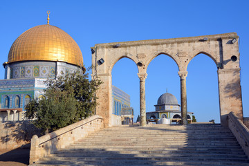  Temple Mount known as the the Noble Sanctuary of Jerusalem located in the Old City of Jerusalem,...