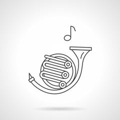 French horn flat line vector icon