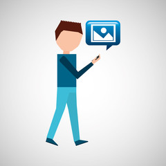 man watching cellphone walked image vector illustration eps 10