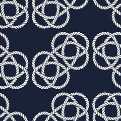 Seamless nautical rope pattern. Carrick Bend knot