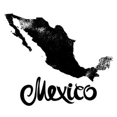 Meksyk. Streszczenie wektor grunge monochromatyczne mapy i napis - 126679351