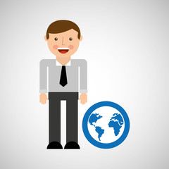 happy man icon global social network design vector illustration eps 10