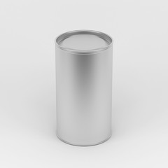 Metal tin Can, Aluminum cylindrical box packaging, 3d rendering