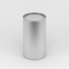 Metal tin Can, Aluminum cylindrical box packaging, 3d rendering