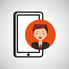 character hand draw smartphone icon vector illustration eps 10