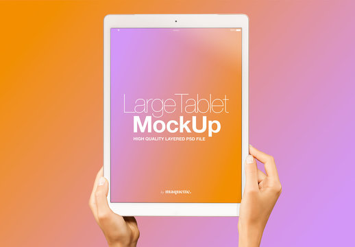 Hands with Tablet on Gradient Background Mockup 20