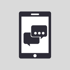 hand holding smartphone and bubble chat vector illustration eps 10