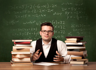 Math teacher at desk