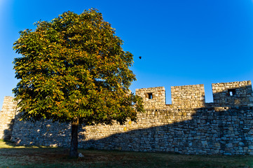 Fototapeta na wymiar Northern wall of the Singidunum fortress - last line of defense at Kalemegdan fortress, Belgrade, Serbia