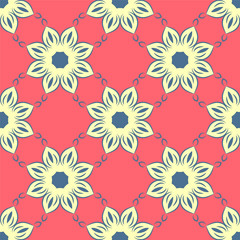 Fototapeta na wymiar Seamless pattern with floral mandalas in beautiful colors. Vector background. Perfect for prints, wallpaper, wrapping paper etc.
