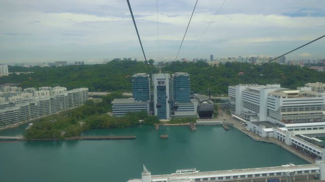 Riding on cable car, view from cabin