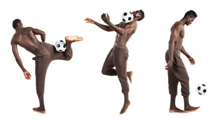 Obraz na płótnie Canvas Black man playing football