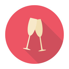 Two glasses of champagne vector icon.