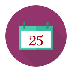 Calendar vector icon with the date 25th