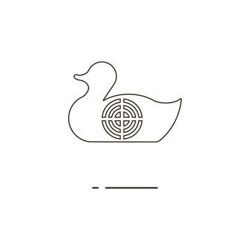 Vector illustration of line duck target icon on white background