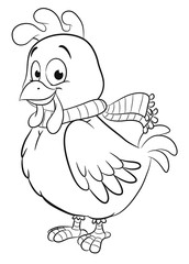 Niedliches Huhn mit Winterkleidung