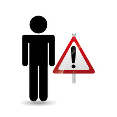 silhouette man road sign warning vector illustration eps 10