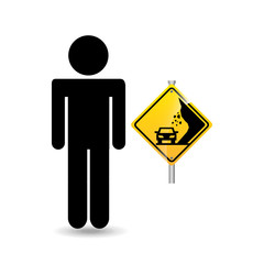 silhouette man road sign caution vector illustration eps 10