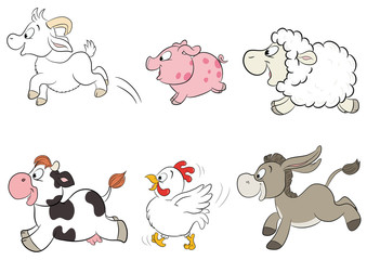 Obraz na płótnie Canvas Set von sechs unterschiedlichen Tierarten auf dem Bauernhof