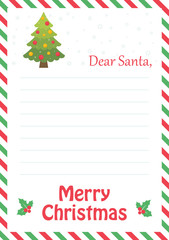 letter to santa with christmas fir tree
