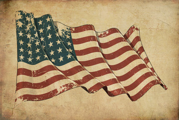 US WWI-WWII (48 stars) Grunge Flag Textured Background Wallpaper