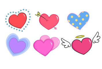 Hearts cartoon 6 style collection