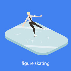 Figure skater in ice vector illustration isometric