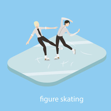 Figure skaters in ice vector illustration isometric