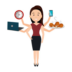very busy person character vector illustration design