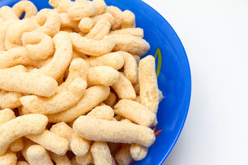 A healthy breakfast. Sweet airy and crunchy corn sticks.