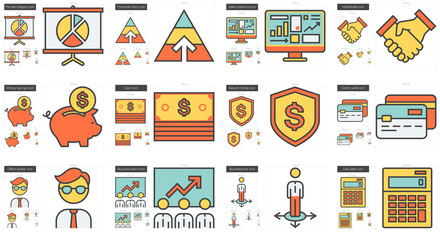 Business line icon set.