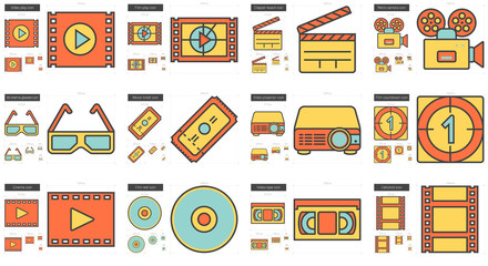 Cinema line icon set.
