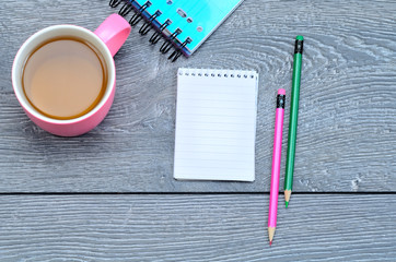 cup of tea with notebook