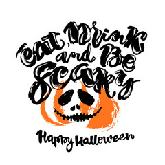 Halloween lettering poster, inspirational postcard