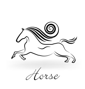 Logo horse swirl hair icon vector