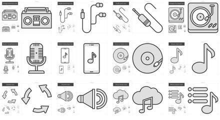 Music line icon set.