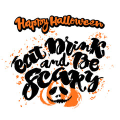 Halloween lettering poster, inspirational postcard