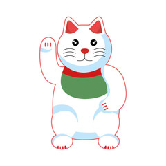cat luck japanese culture vector illustration design