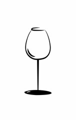 sketch of isolated empty wine glass